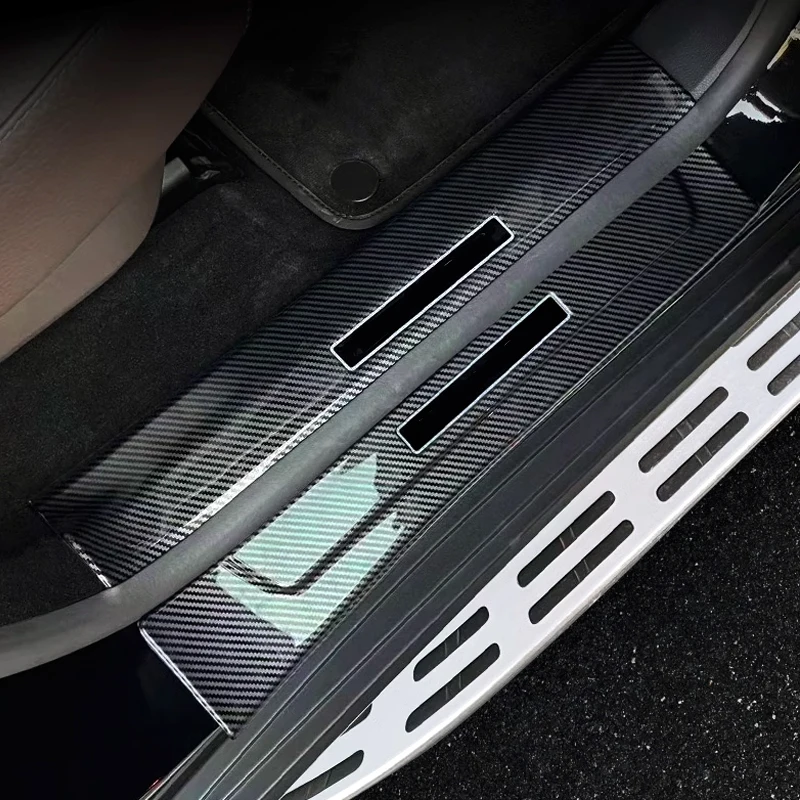 For Mercedes Benz AMG GT W177 A B C E -Class 200 W205 GLC GLS GLE W213 X253 Carbon Fiber Pattern Door Sill Cover ABS Door Pedal