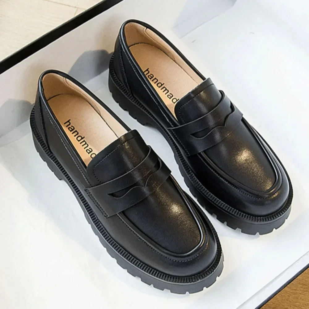 Woman Shoes New Women's Genuine Leather Loafers Versatile College Style Casual Little White Shoes Women Platform Shoes High 4.5