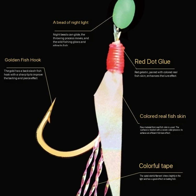 Kit de linha de pesca luminosa com anzol minnow para pesca_voghion.com