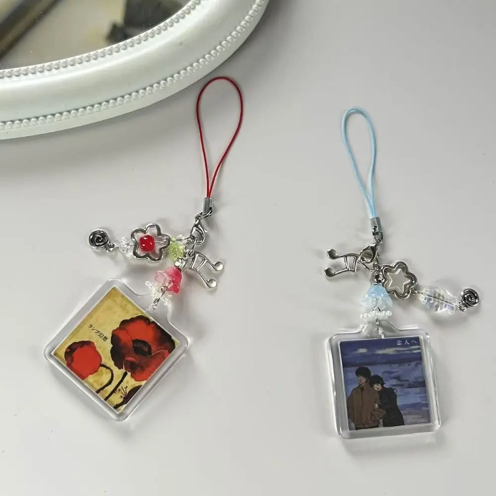 Acrylic Frame Album Beaded Keychain 2000s Style Y2k Lanyard Phone Lanyard Strap Handmade Keyring Lamp Album Pandant