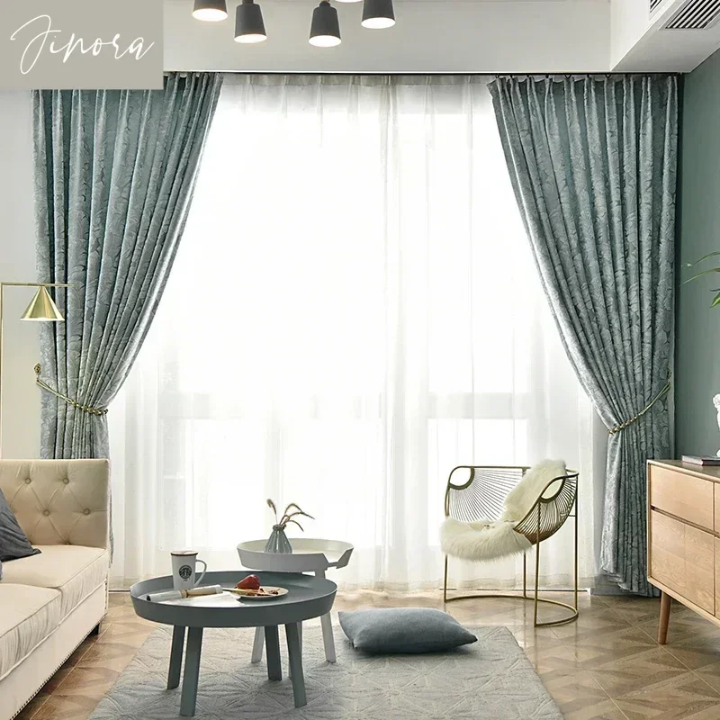 

Fashion Curtain for Living Room Bedroom Retro Dark Blackout Chenille Window Curtain Pastoral Pattern Double Side Custom Decor
