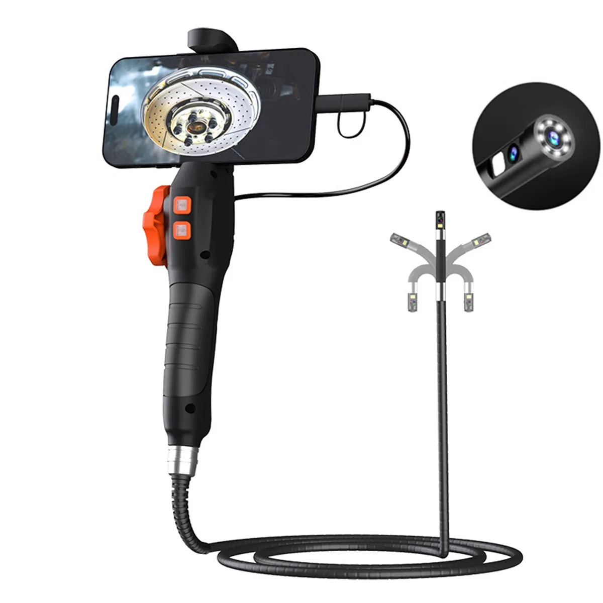 2MP 1080P 8mm Dual Lens For ISO Android Two Way Articulate Steering Endoscope  Borescope Inspection Otoscope Camera Microscope
