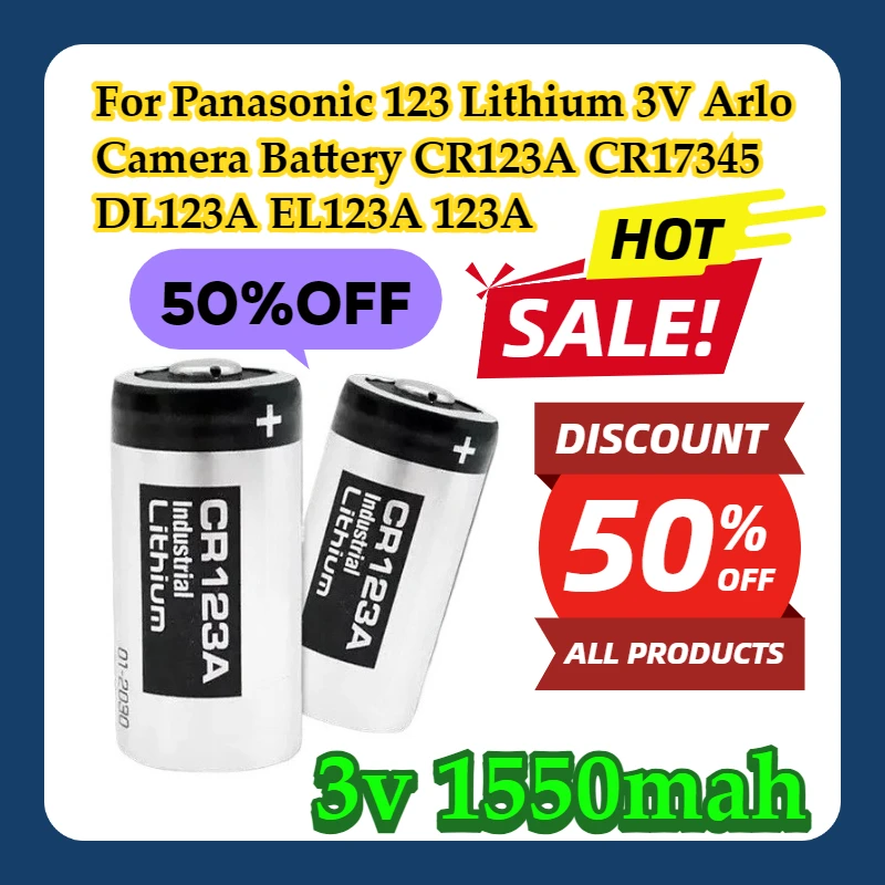 

For Panasonic 123 Lithium 3V Arlo Camera Battery CR123A CR17345 DL123A EL123A 123A