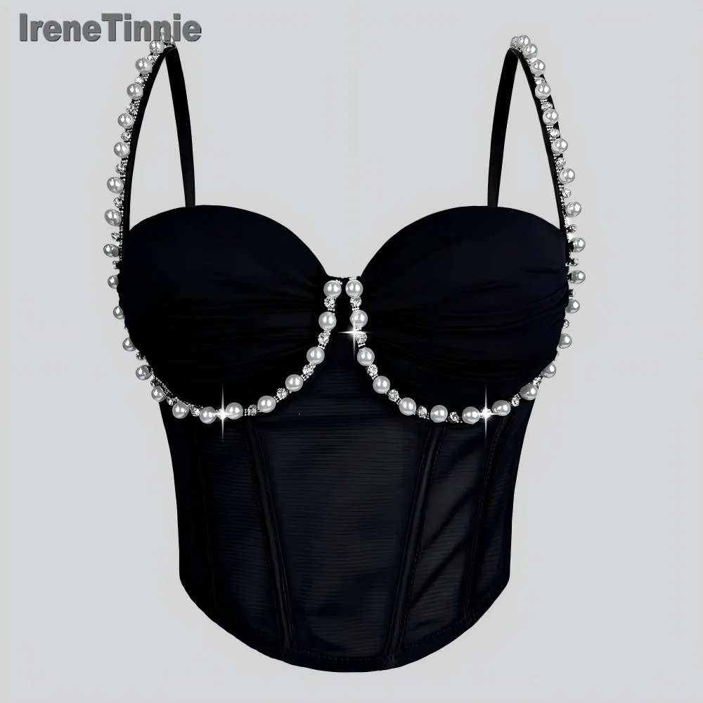 

IRENE TINNIE 2025, женские топы на бретелях, сексуальные вечерние топы с эффектом пуш-ап, бюстье, одежда, женский перспективный корсет, укороченный топ для ночного клуба