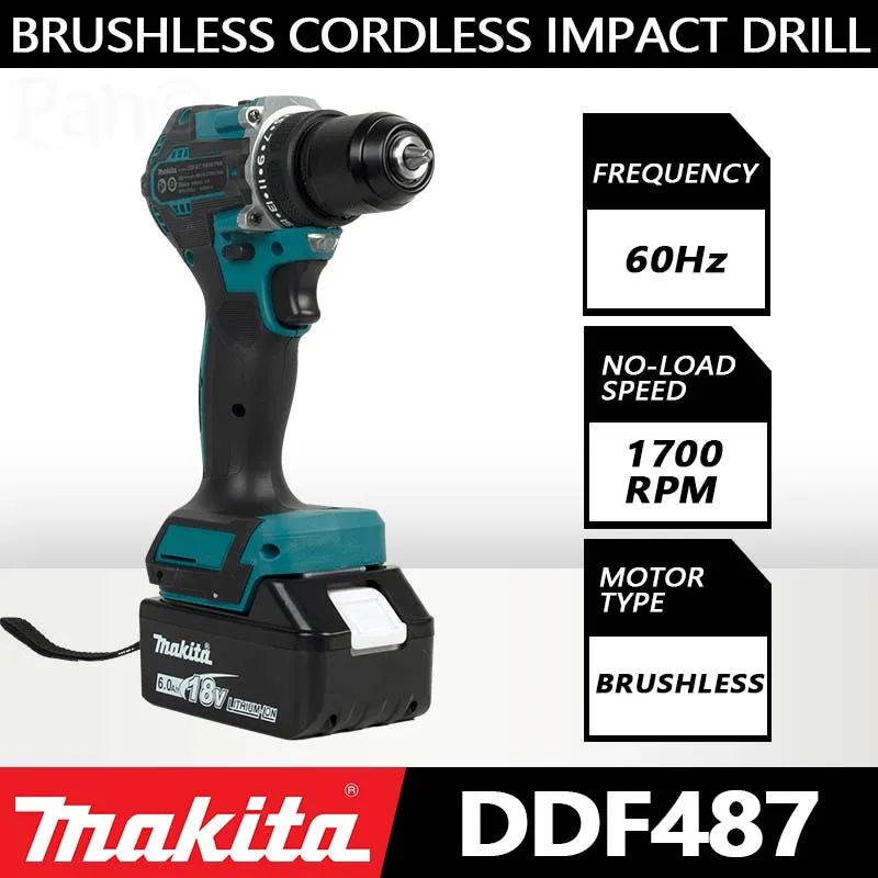 Makita DDF487 10mm rechargeable drill Lithium electric brushless portable electric screwdriver driver Hammer drill