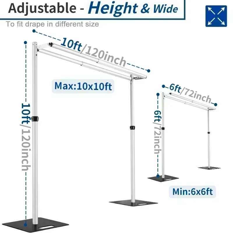 3X3M Double Crossbar Pipe&Drape Backdrop Stand Applicable To Centers for Wedding Curtain Decoration Portable Aluminum Pipe Kit