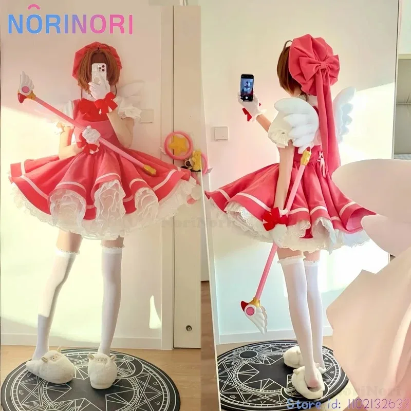 

Cardcaptor Sakura Kinomoto Sakura Косплей Крыло Боевой Униформа Аниме Наряд Card Captor Ролевая Игра Полный комплект Костюм Розовый Костюм Лолиты