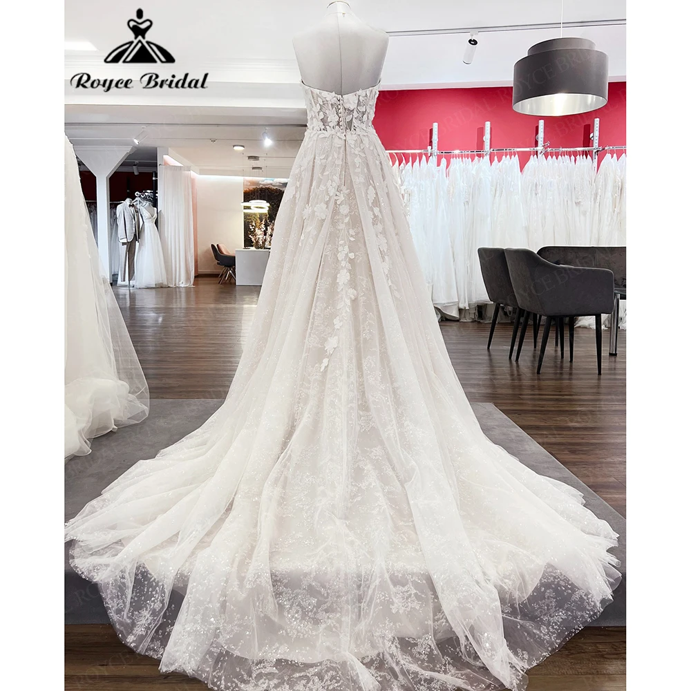 Elegant Sweetheart A Line Wedding Dresses 2027 3D Flowers Appliques Beach Bridal Gown Customized vestido de novia