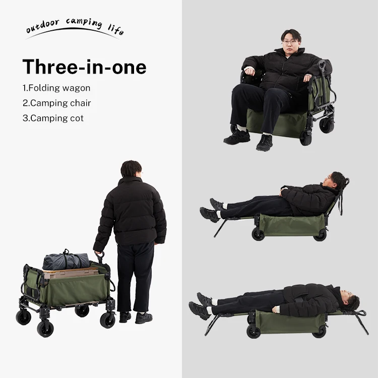 HOMFUL Wholesale Folding Heavy Duty Transport Tool Carts Hand Buggy Shopping Cart Three Forms Multipurpose Camping Wagon