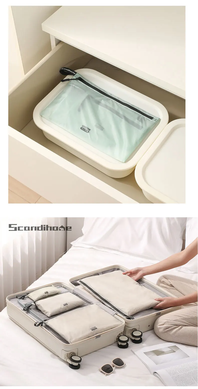 Wasserdichte Reise-Aufbewahrungsbeutel-Set, leichte Nylon-Verpackungswürfel, Beutel, Gepäck-Organizer, Kleidung, Kulturbeutel, Make-up-Tasche – Detail 9