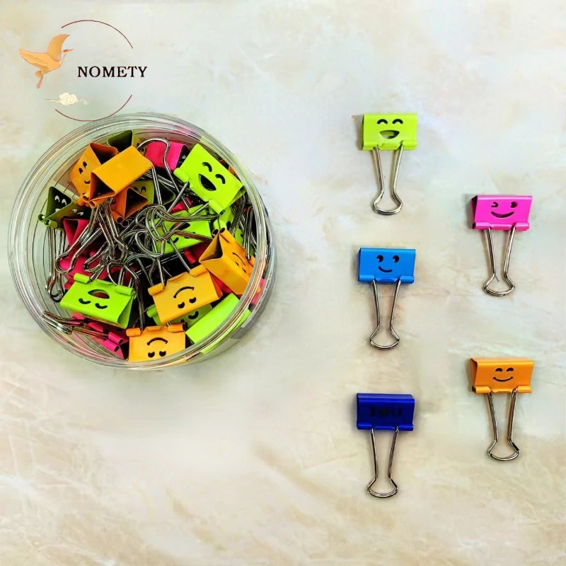 4 Pcs/lot, Smiling Face Binder Clips, for Clamping Papers/receipts, Metal Material Office Supplies Clamps,19mm/25mm