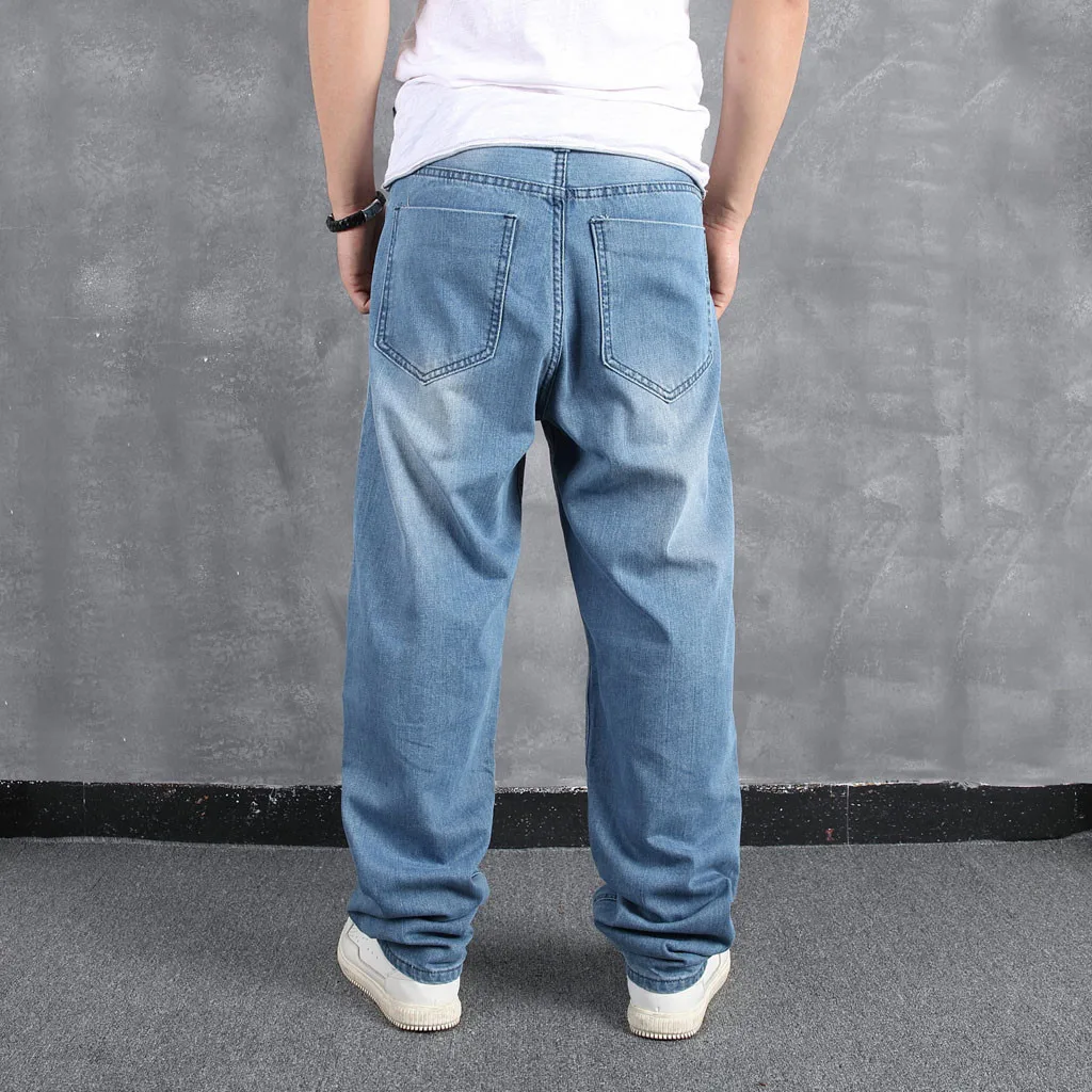 Summer Soft Lyocell Fabric Men'S Jeans Thin Loose Straight Pants Drawstring Elastic Waist Korea Casual Trousers Plus Size 32-40