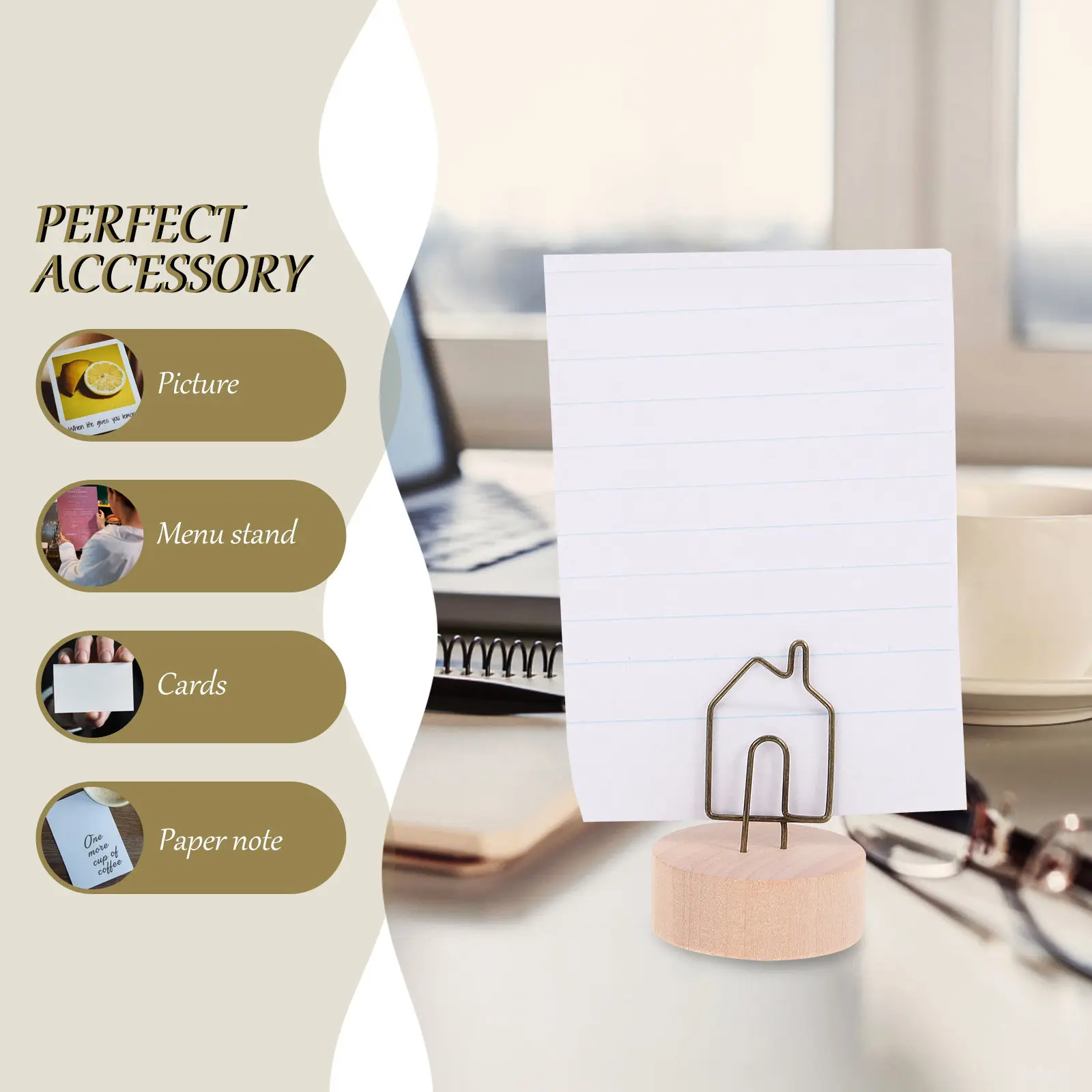 4Pcs Wooden Photo Clip Memo Holder Sturdy Message Folder for Home Office Wedding Party Table Number Holders Paper Clips
