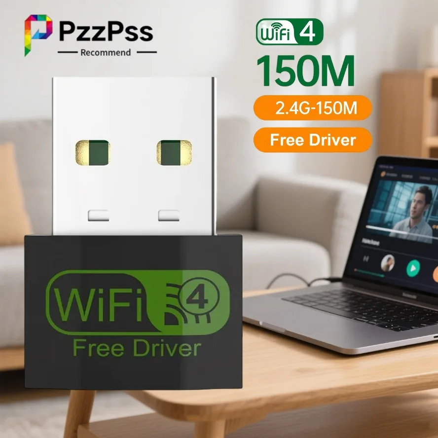 

PzzPss Mini 150Mbps USB Wifi Adapter 2.4G Wireless Network Card Wifi Antenna Wifi Receiver For Laptop Desktop PC Win7/8/10 /11