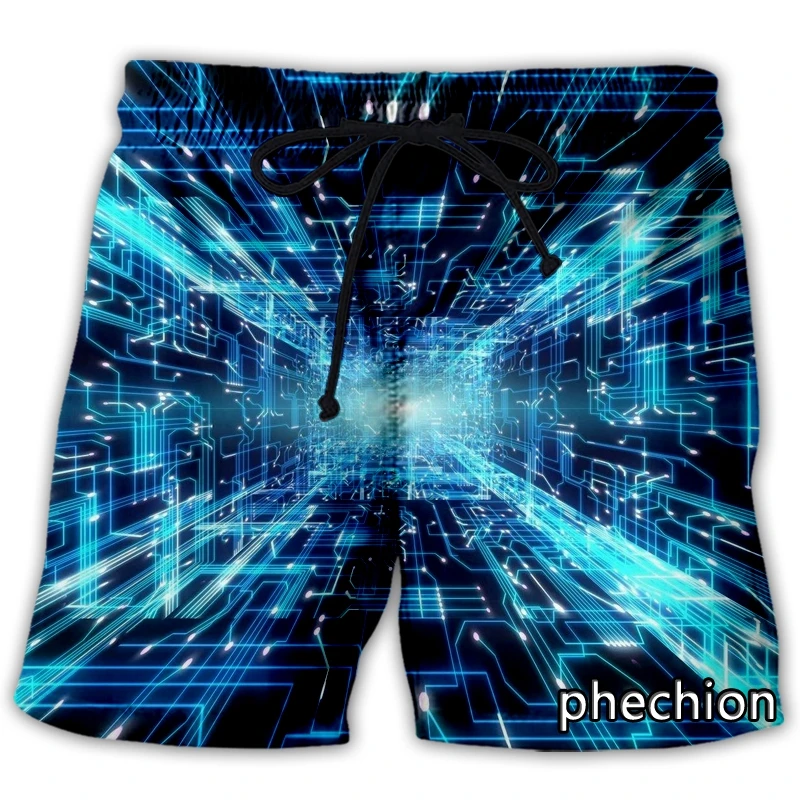 phechion New Fashion Men/Women Tech Swirl 3D Print Casual Shorts Novelty Streetwear Men Loose Sporting Shorts L138