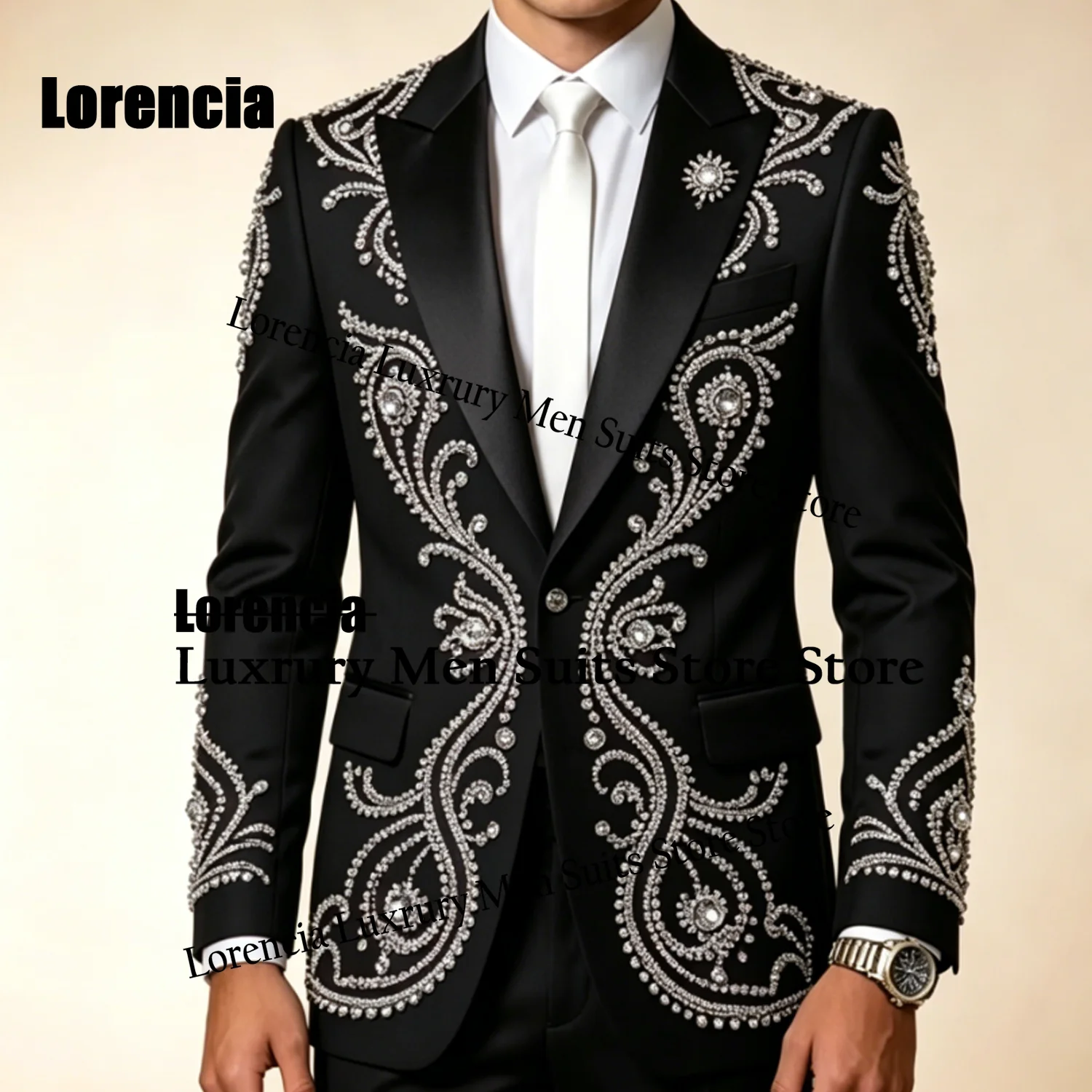 

Customized Diamond Corsets For Men Suit Exquisite Rhinestone 2 Pieces Groom Male Blazers Ropa hombre Luxury Slim Wedding Tuxedos