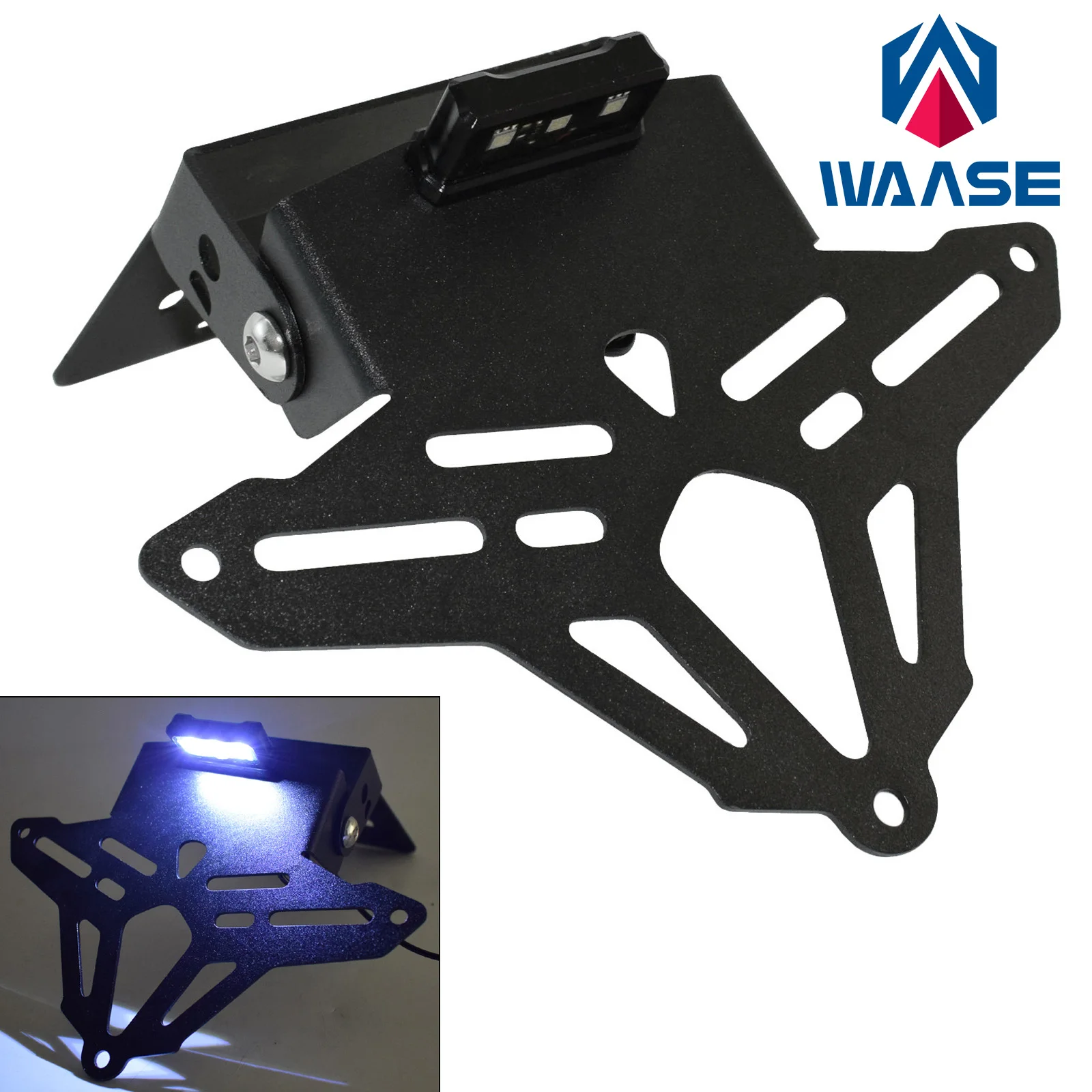 WAASE LED Light Rear License Plate Frame Holder Bracket Tail Tidy Fender Eliminator Black For HONDA CBR 150 R CBR150R 2019-2021