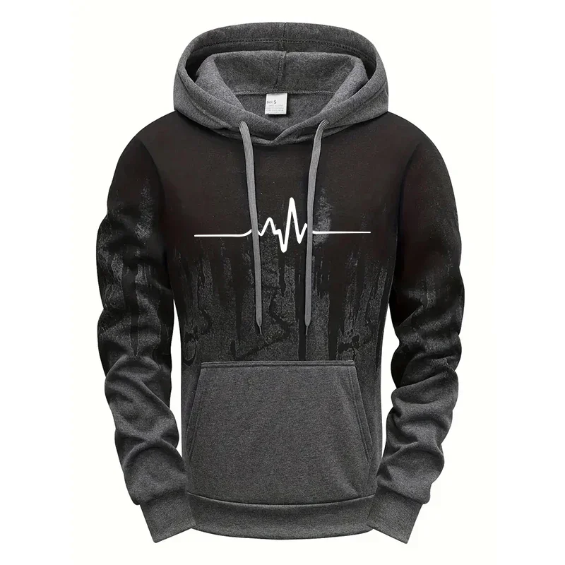 Simple Line Print Hoodies for Men Fall Winter Daily Casual Sports Hooded Sweatshirts Gym Fitness Tops 2026 Men's Clothes S-4XL