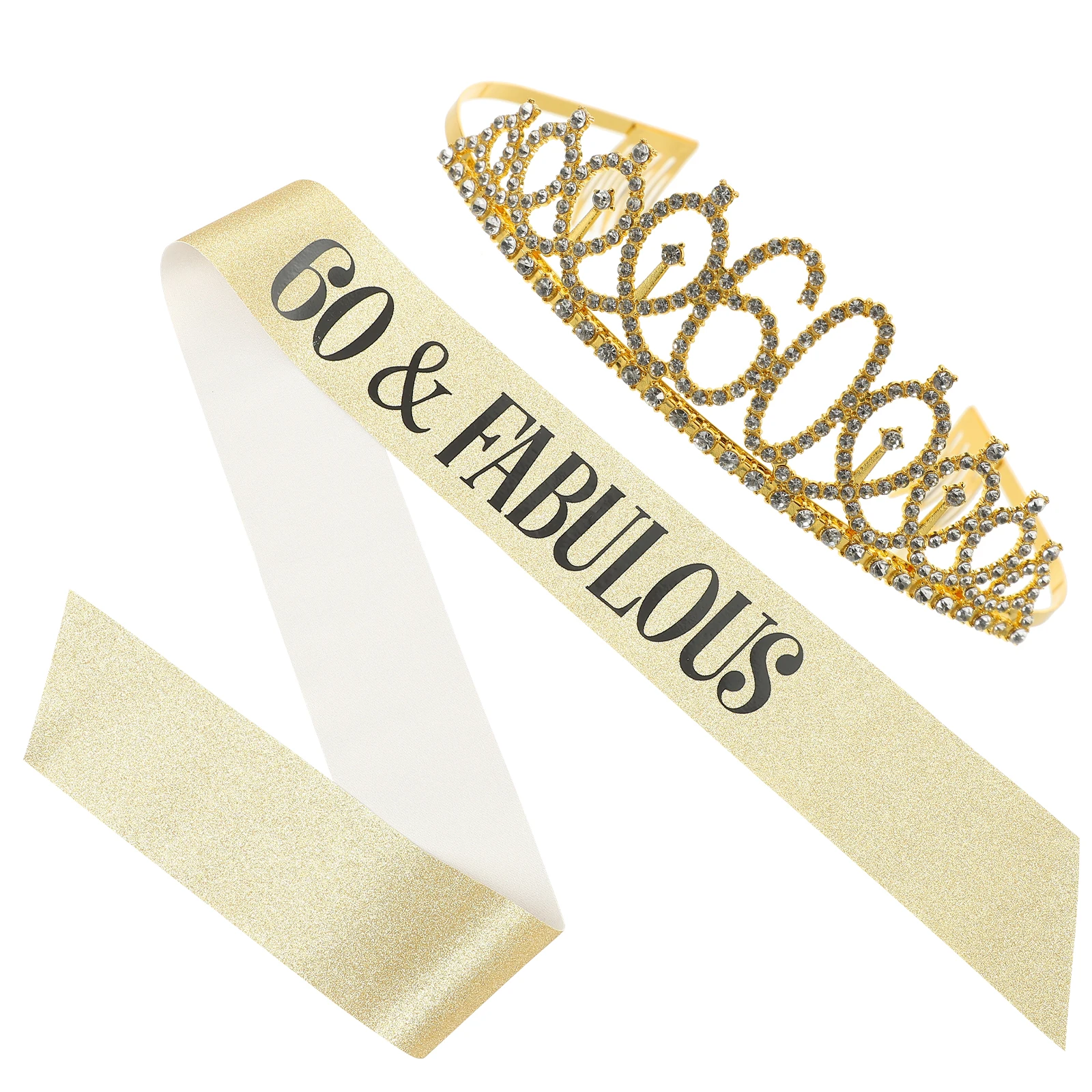 

Набор украшений для 60-летия: мерцающая корона и лента для женщин, многоразовый декор для празднования дня рождения