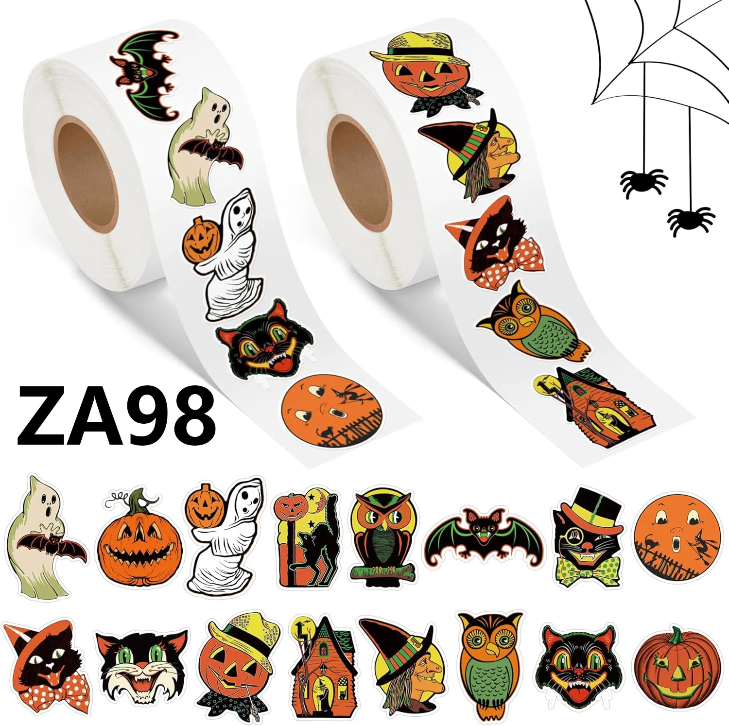 

500pcs/Roll Retro Halloween Festive Atmosphere Decoration Sealing Stickers DIY PVC Laptop Decals Decoration Reward Gift Toy