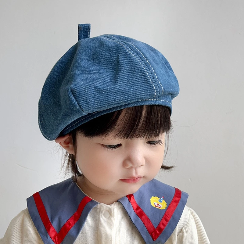 Toddler Baby Classic French Berets Solid Color Plaid Artist Beanie Cap Painter Beret for 2-6 Years Kids Children's Hats