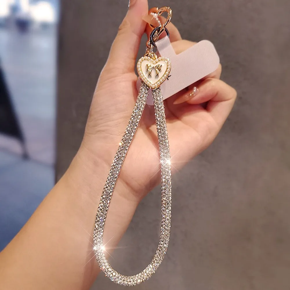 

Hanging Cord Glitter Rhinestone Phone Lanyard Short Wrist Style Handheld Diamond Phone Rope Full Diamond Anti Loss