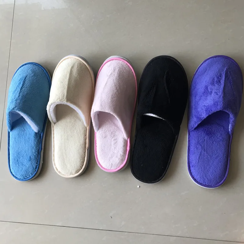 5 Pairs Mix Colors Men Women Disposable Hotel Slippers Cotton Home Travel SPA Guest Slipper Hospitality Cheap Slides Footwear