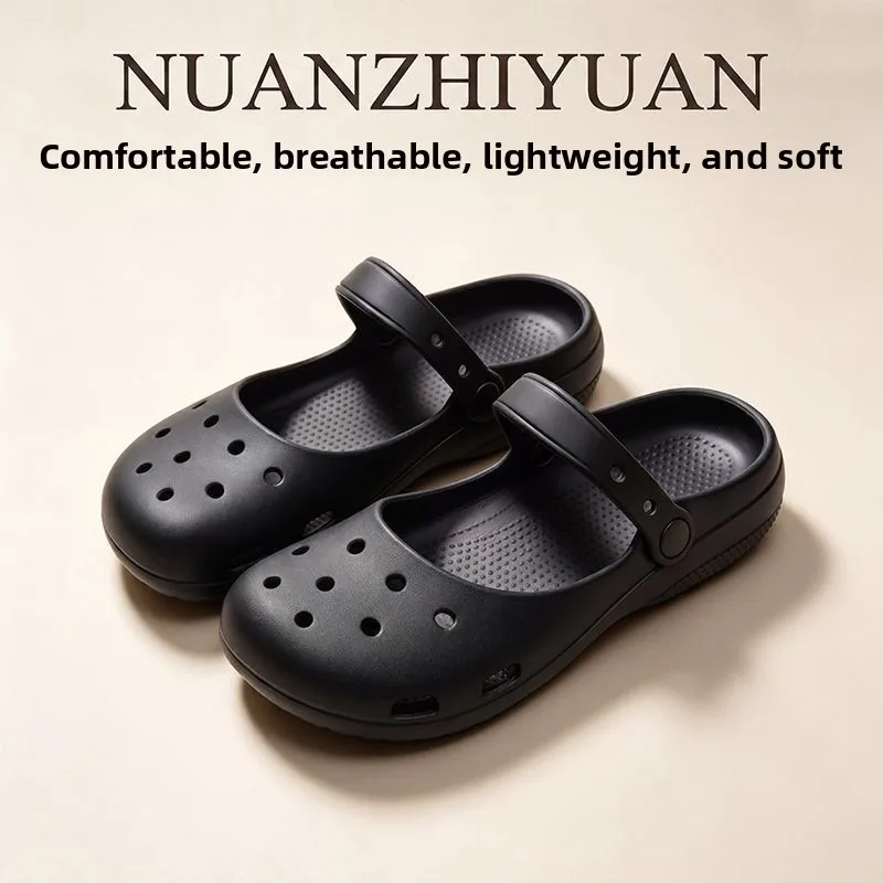 Summer New Women's Cute Ballet Hole Shoes Retro EVA Outer Wear Mary Jane Shoes Anti Slip Outdoor Beach Sandals view 3