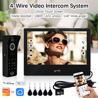 Tuya Smart Video Doorbell Intercom System for Home Apartment Gate and Door Lock Unlock 10 Inch Touch Monitor 1080P Visual Phone