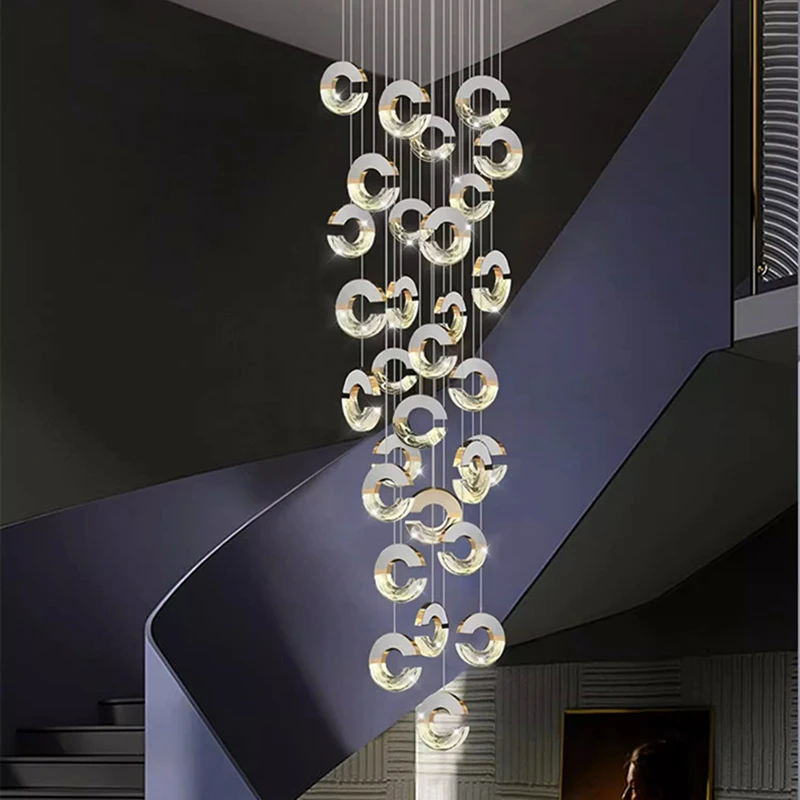 Imagem -03 - Modern Crystal Chandelier For Home Decoration Stair Pendant Lamp Living Room Pendant Lights Iluminação Interior