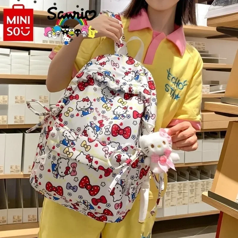 

Sanrio Hello Kitty Large-capacity Schoolbag Youth Kawaii Animation Institute Backpack Female Harajuku Travel Backpack MINISO New