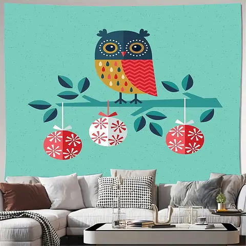 Bohemian Tapestry Wall Hanging Nature Tree Owl Pattern Forest Aesthetic Decor Dorm Room Backdrop Home Living Room Wall Art