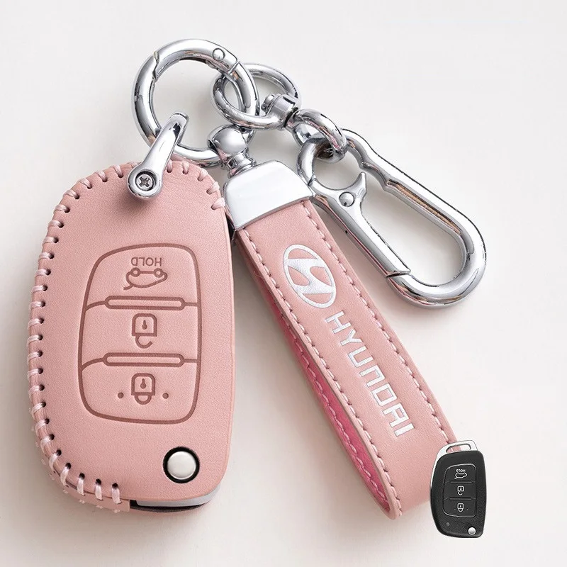 

Leather Car Key Case Bag For Hyundai ix25 ix35 i10 i30 Solaris Tucson Sonata Santa Fe Sport Mistra Elantra Creta Verna 2015-2018