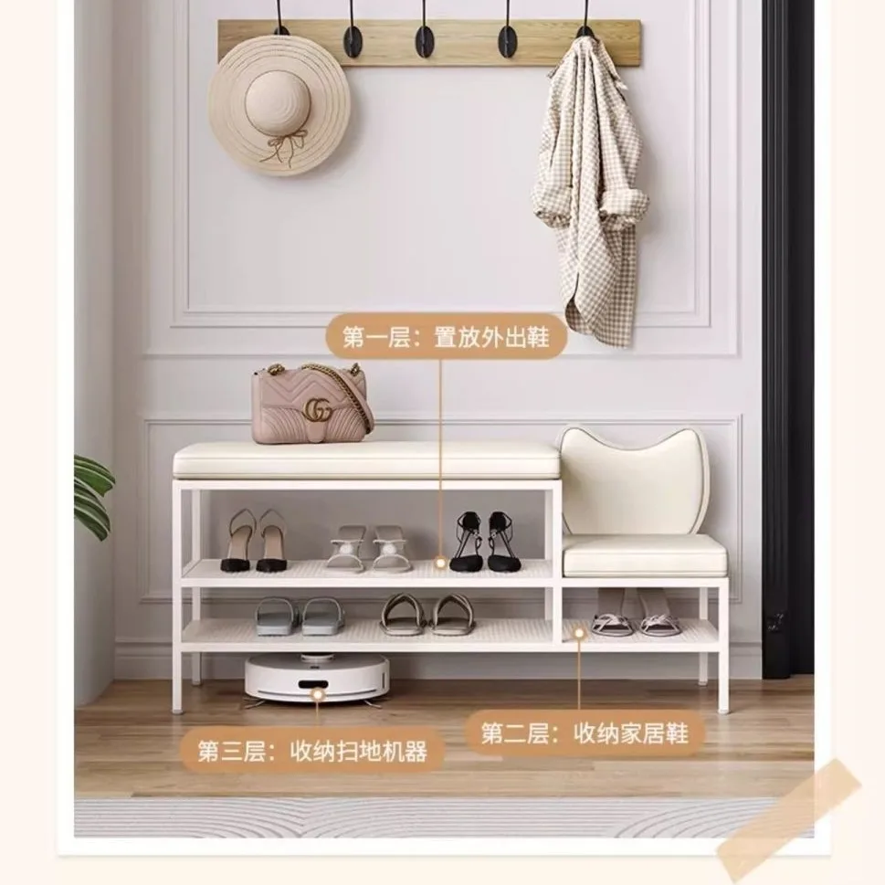 Cream style shoe changing stool, household doorstep shoe rack, can sit and put on shoes, stool, entrance door shoe cabinet,