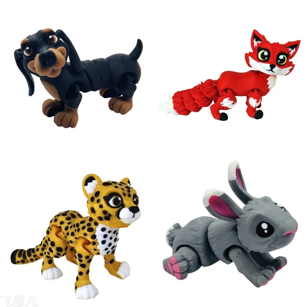 Upgrade 3D Printing Animal Dog Fox Figure Multi-joint Movable for Kawaii Room Decor Kids Gift Home Accessories