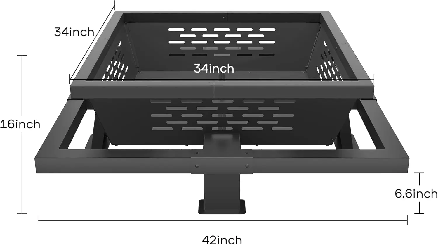 42-inch Square Wood Burning Fire Pit with Poker, for Camping, Backyard, Patio