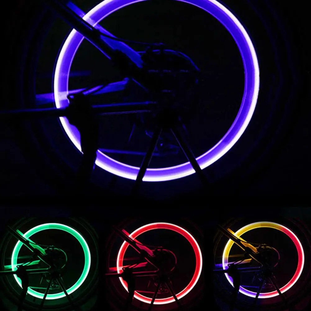 2pcs Wheel Lights Luminous Tire Motorcycle Bike Wheel Tire Valve Cover Universal Led Waterproof Car Accessories Wheel Light