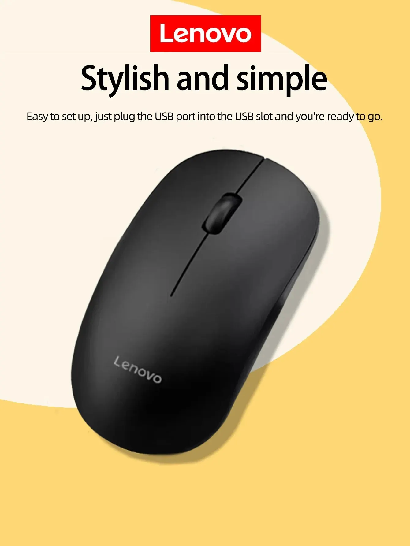 Lenovo M26 Wireless Mouse for PC, Mac, Laptop, 2.4 GHz with USB Mini Receiver, 1000 DPI Optical Tracking,Ambidextrous