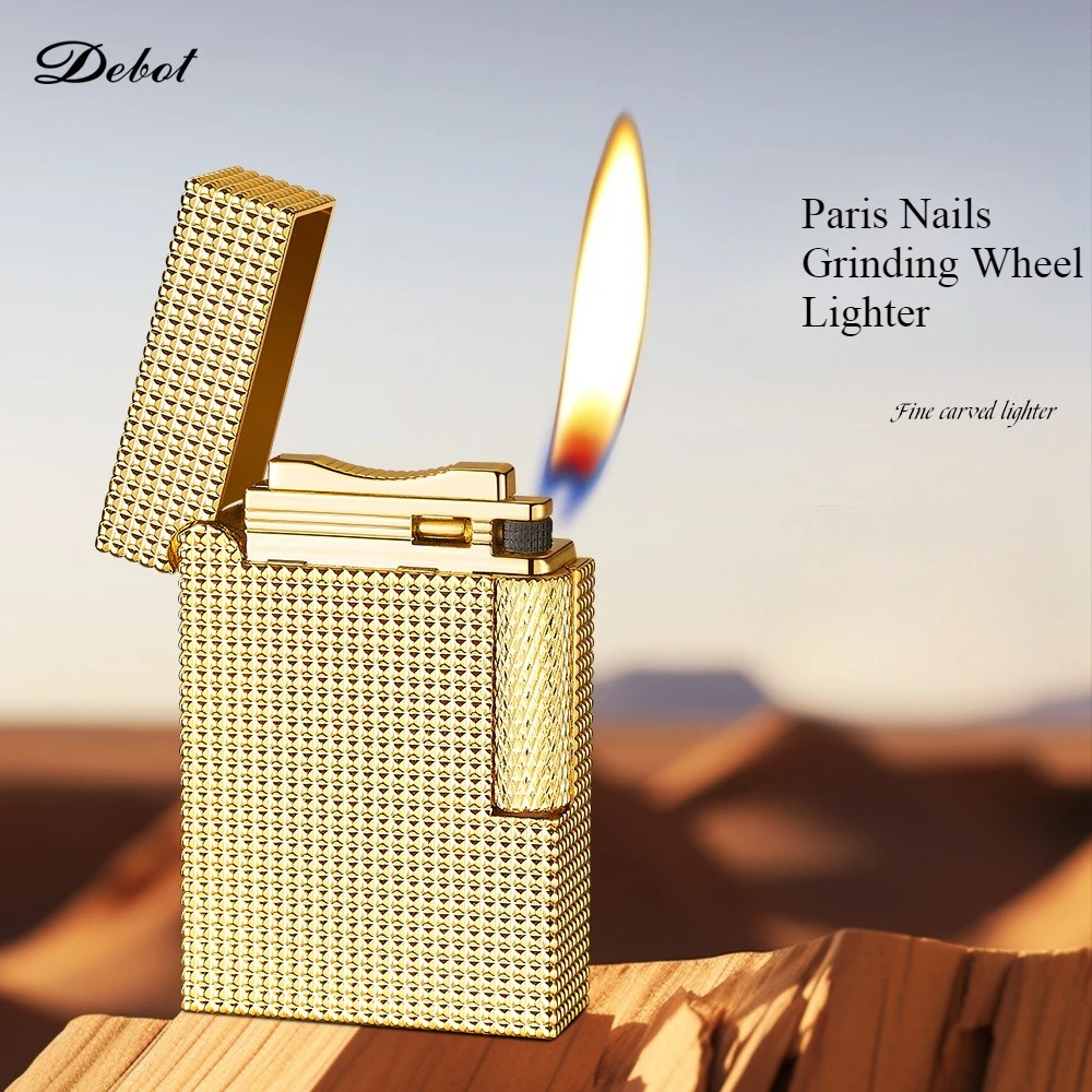Creative Three-Dimensional Carved Grinding Wheel Open Flame Lighter Rechargeable Men'S Light Luxury Boutique Cigarette Lighters
