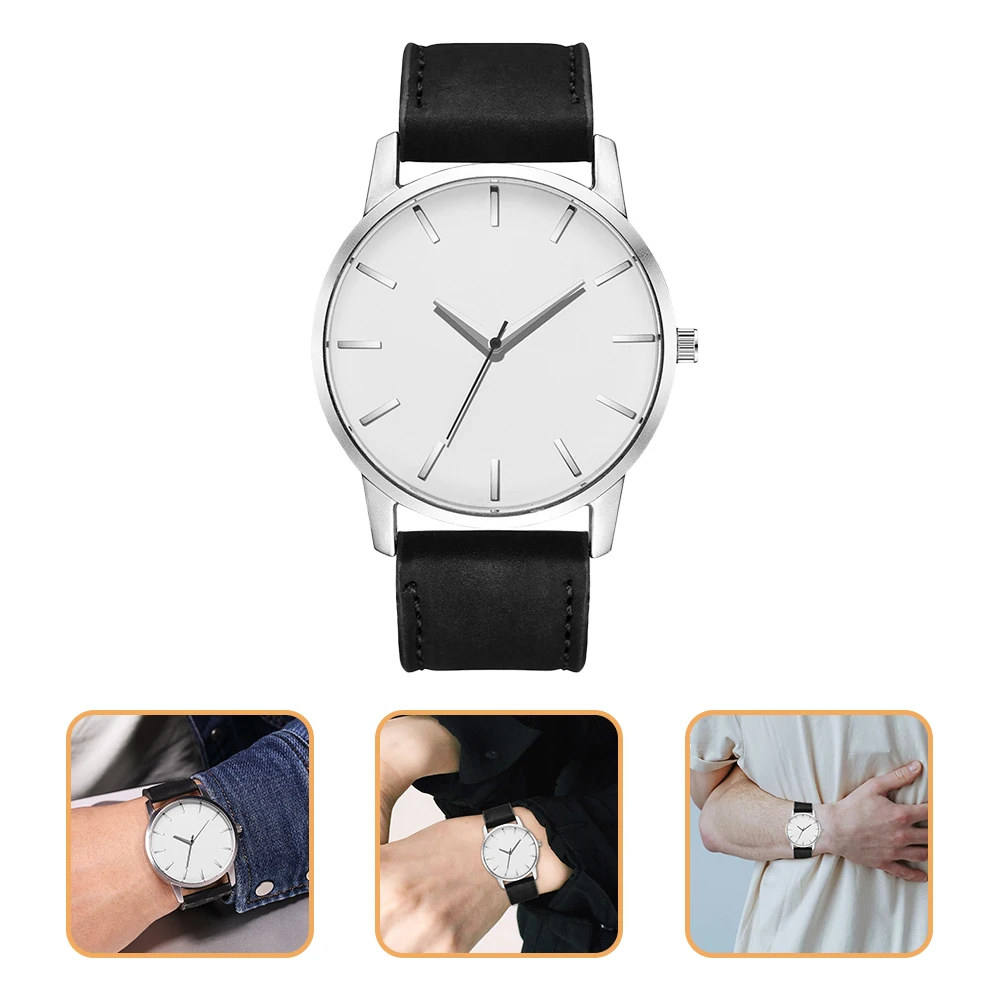 

Men Quartz Watch Matte PU Strap Big Dial Wristwatch Durable Safe Precise Movement Casual Formal Adjustable