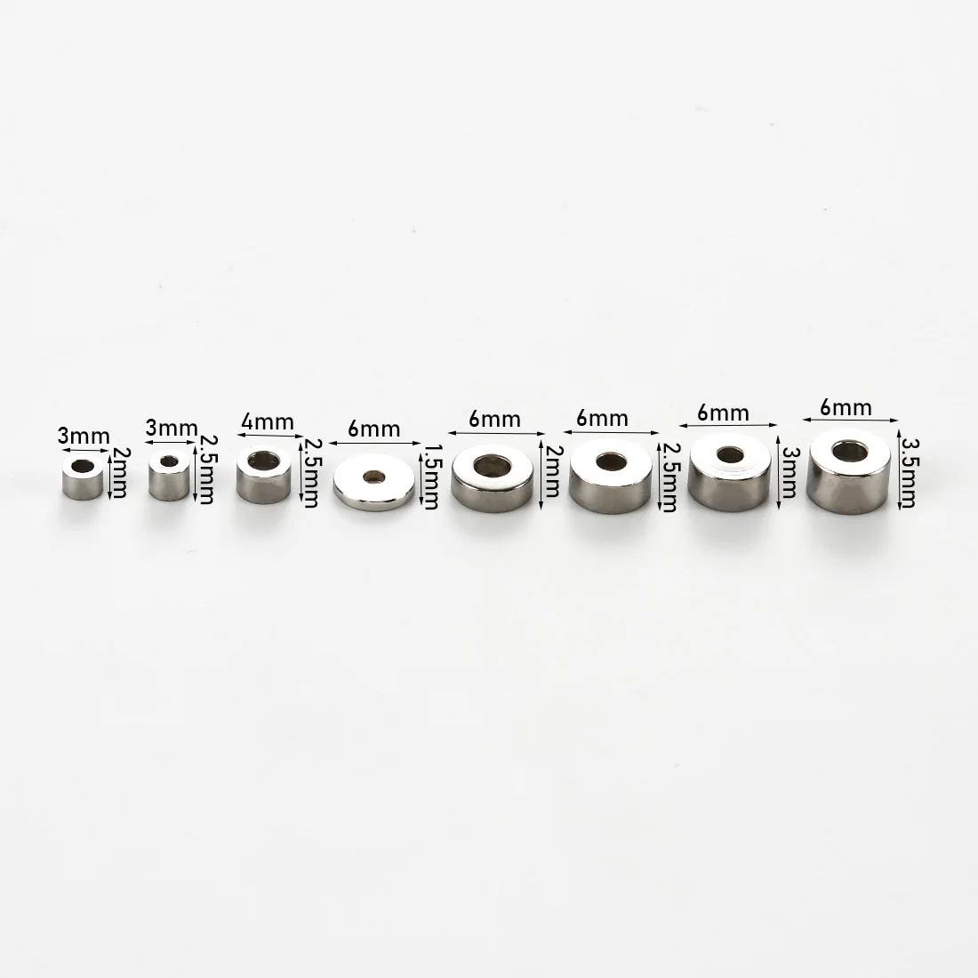 50Pcs Stainless Steel Cylinder Spacer Beads 3/4/6MM Silver Disc Bead Jewelry Finding Accessory for DIY Bracelet Necklace Making view 2