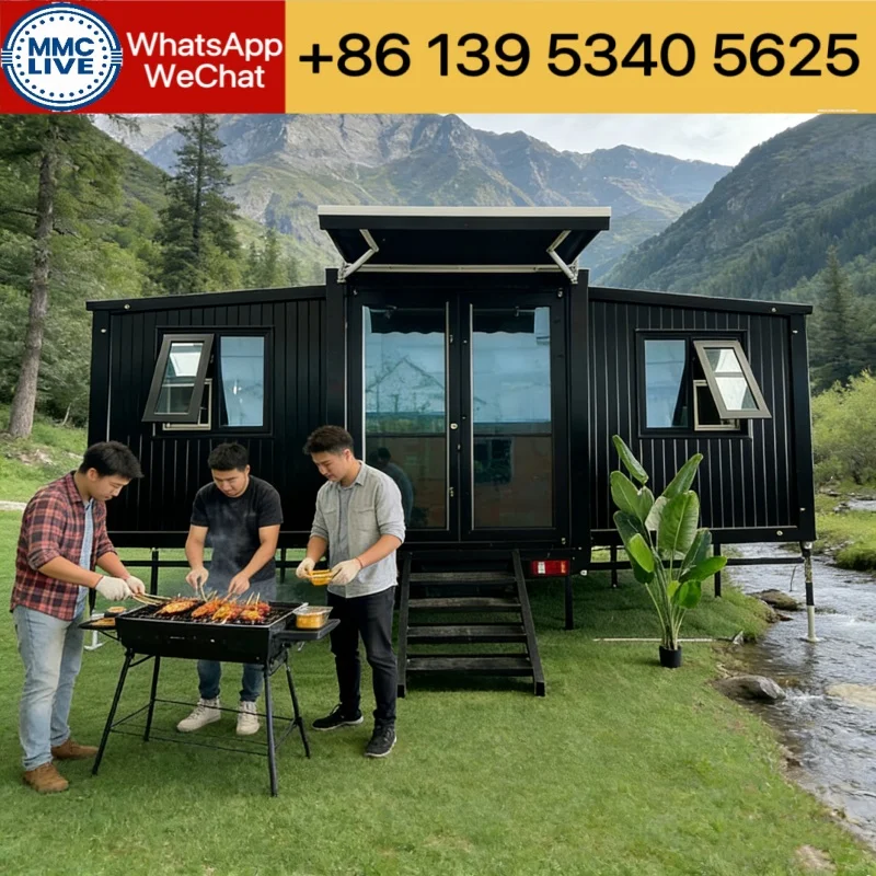 

Prefabricated houses, capsule homes with showers and kitchens, micro-residential homes, mobile folding homes