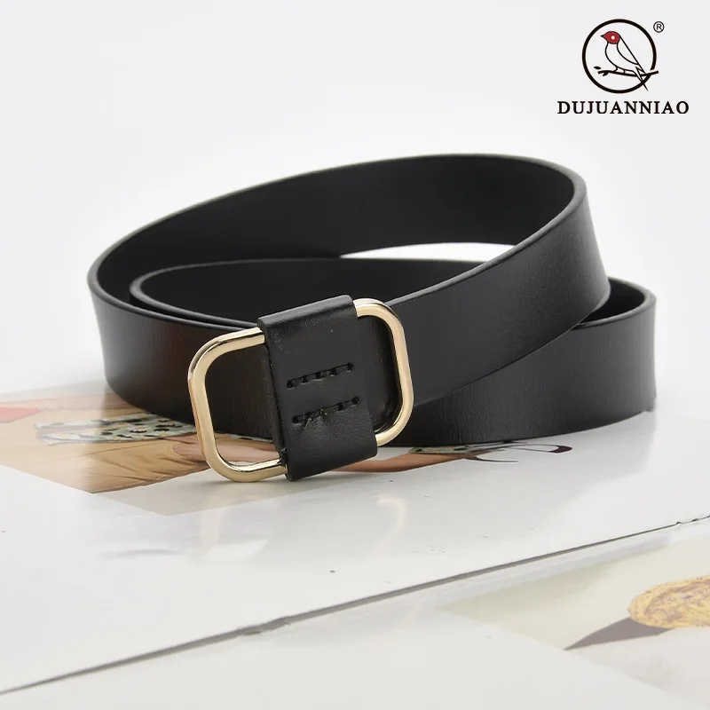 Square buckle belt for women genuine leather decoration jeans belt simple and versatile casual belt