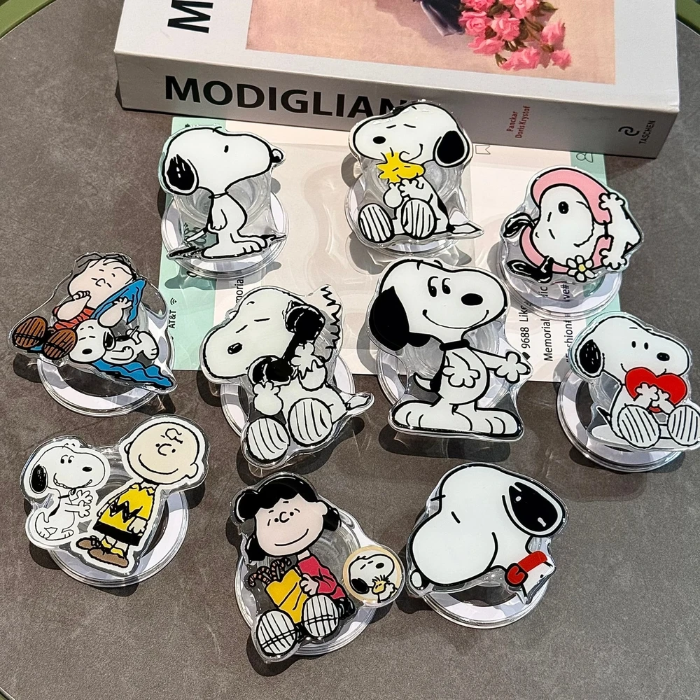 Cute Snoopy Charlie Brown For Magsafe Magnetic Phone Griptok Grip Tok Stand For iPhone Samsung Foldable Wireless Charging Holder view 2