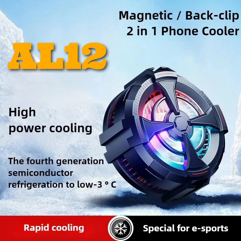 

AL12 Magnetic Semiconductor Radiator for IPhone Samsung Xiaomi Huawei PUBG Game Cooler Cell Phone Gaming Accessories Cooling Fan