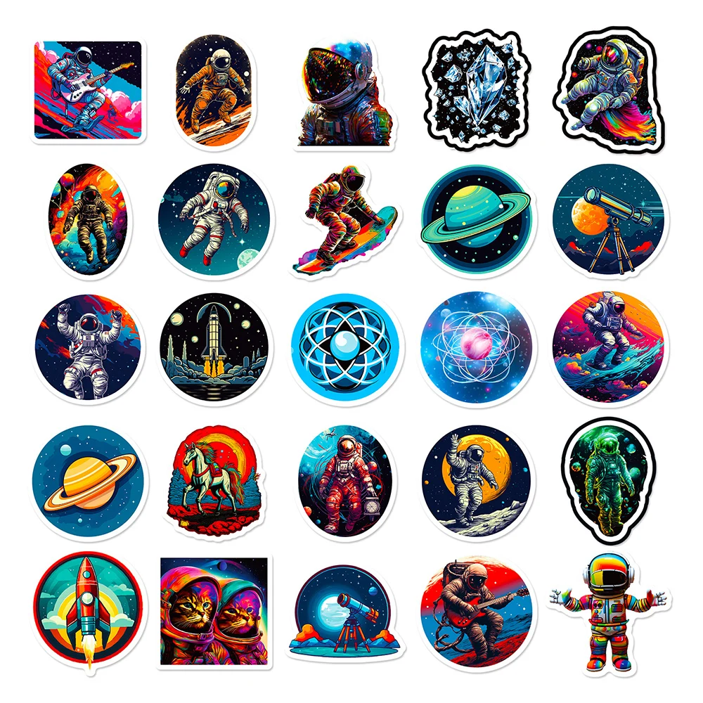 10/30/50Pcs Cool Graffiti Astronaut Stickers Outer Space Cartoon Anime Decals DIY Skateboard Fridge Phone Waterproof Sticker Toy