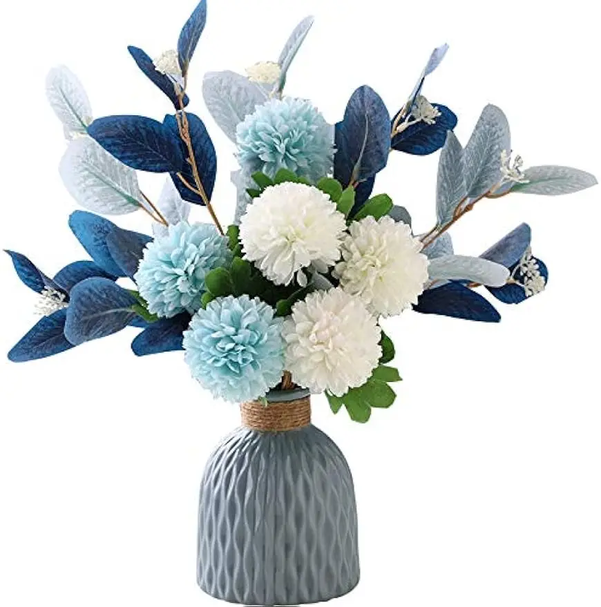 

Artificial Flowers with Vase Faux Hydrangea Flower Arrangements for Home Garden Party Wedding Decoration Home decor