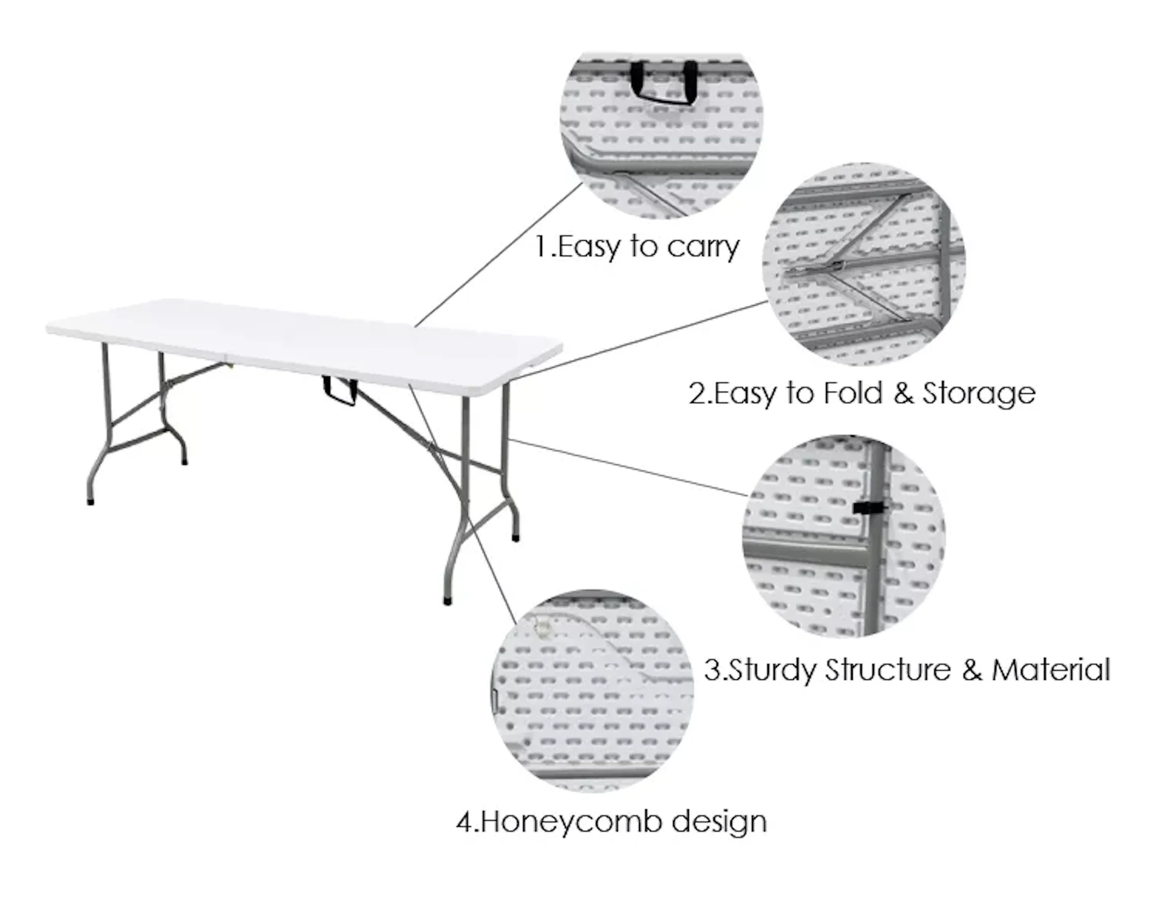 Table et chaises de fête table pliante réglable table pliante portable rectangulaire en plastique