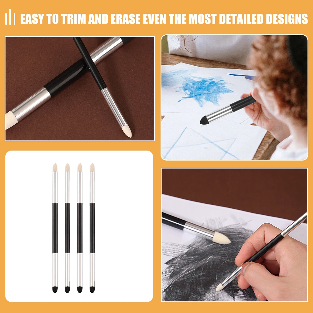 

4 Pcs Sketch Erase Pen Durable Blending Stump Drawing Tools Sponge Eraser Artist Supplies For Sketching Painting Art Design