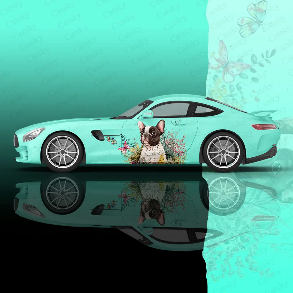 English Bulldog Pattern Car Body Sticker Itasha Vinyl Car Side Decal Sticker Body Sticker Car Decor Sticker Car Protective Film